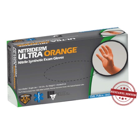 Exam Glove NitriDerm® Ultra Orange™ 2X-Large 80 per Box NonSterile Nitrile Standard Cuff Length Fully Textured Orange Chemo Tested / Fentanyl Tested