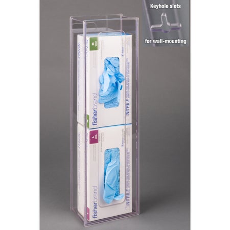 Glove Box Holder Wall Mounted 2-Box Capacity Clear 19.8 X 5-1/2 Inch PETG Plastic