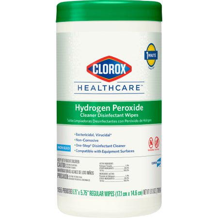 Surface Disinfectant Cleaner Clorox Healthcare® Premoistened Hydrogen Peroxide Based Manual Pull Wipe 155 Count Canister Unscented NonSterile