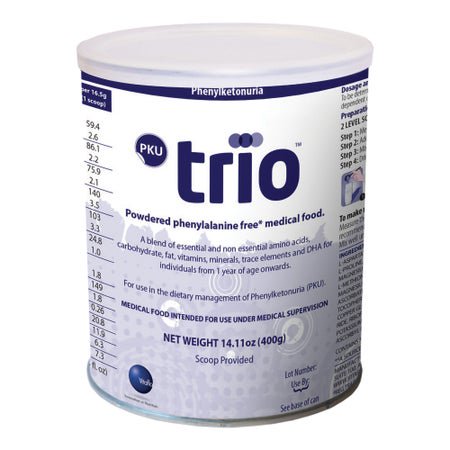 Pediatric Oral Supplement PKU trio™ Vanilla Flavor 400 Gram Can Powder Phenylalanine-free PKU