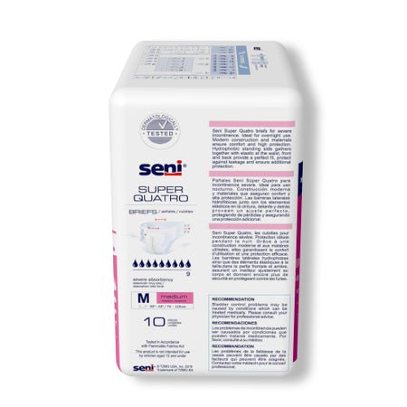 Incontinence Brief Seni® Super Quatro Adult Medium Unisex Disposable Heavy Absorbency