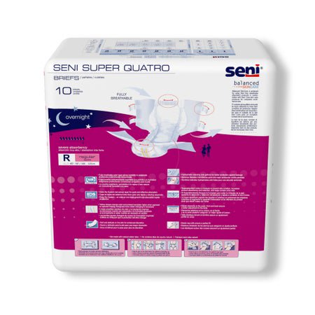 Incontinence Brief Seni® Super Quatro Adult Regular Unisex Disposable Heavy Absorbency