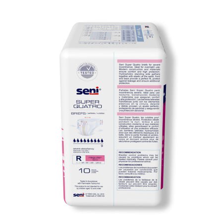 Incontinence Brief Seni® Super Quatro Adult Regular Unisex Disposable Heavy Absorbency