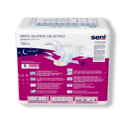 Incontinence Brief Seni® Super Quatro Adult Small Unisex Disposable Heavy Absorbency
