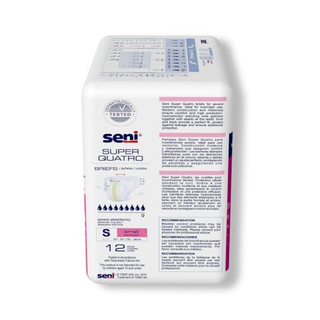Incontinence Brief Seni® Super Quatro Adult Small Unisex Disposable Heavy Absorbency