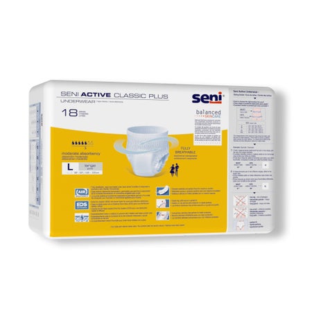 Absorbent Underwear Seni® Active Classic Plus Pull On with Tear Away Seams Adult Large Unisex Disposable Moderate Absorbency