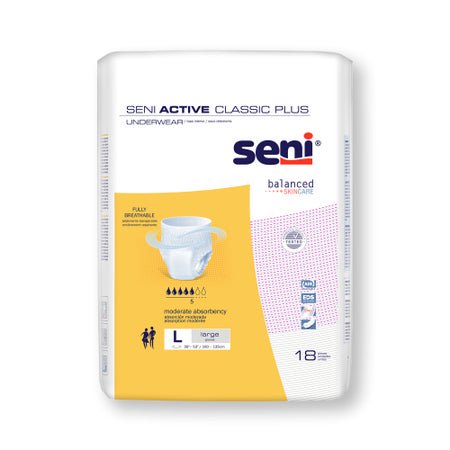 Absorbent Underwear Seni® Active Classic Plus Pull On with Tear Away Seams Adult Large Unisex Disposable Moderate Absorbency