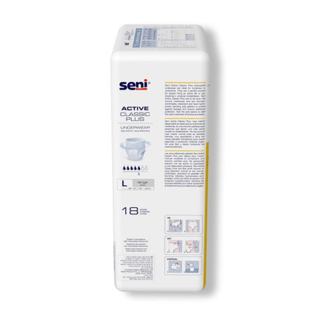 Absorbent Underwear Seni® Active Classic Plus Pull On with Tear Away Seams Adult Large Unisex Disposable Moderate Absorbency
