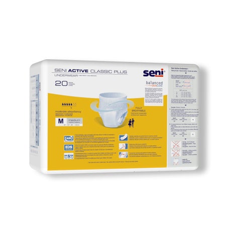 Absorbent Underwear Seni® Active Classic Plus Pull On with Tear Away Seams Adult Medium Unisex Disposable Moderate Absorbency