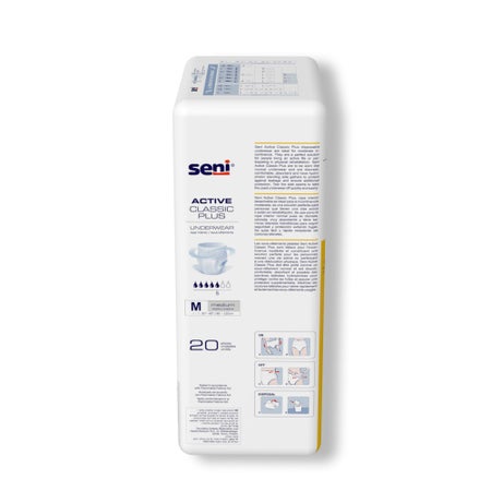 Absorbent Underwear Seni® Active Classic Plus Pull On with Tear Away Seams Adult Medium Unisex Disposable Moderate Absorbency