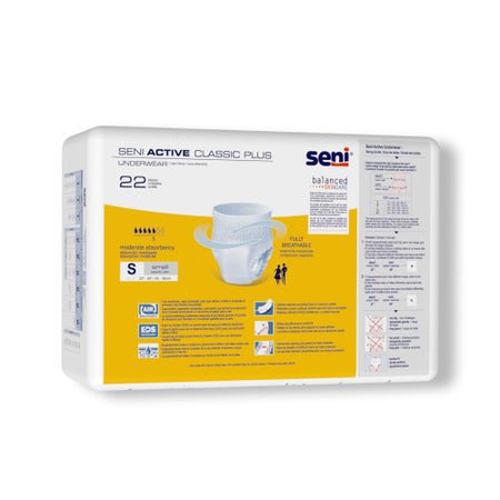 Absorbent Underwear Seni® Active Classic Plus Pull On with Tear Away Seams Adult Small Unisex Disposable Moderate Absorbency