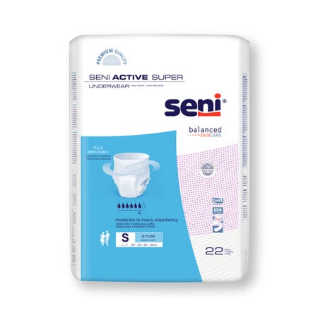 Absorbent Underwear Seni® Active Super Pull On with Tear Away Seams Adult Small Unisex Disposable Moderate Absorbency