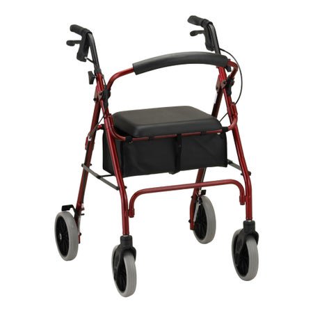 4 Wheel Rollator Zoom 24 Red Adjustable Height / Folding Aluminum Frame