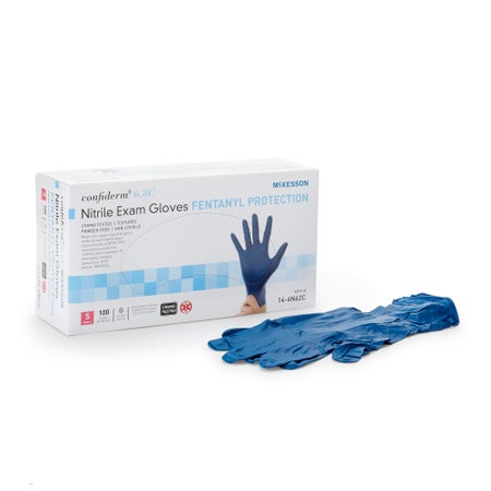 Exam Glove McKesson Confiderm® 6.8C Small 100 per Box NonSterile Nitrile Standard Cuff Length Textured Fingertips Blue Chemo Tested / Fentanyl Tested