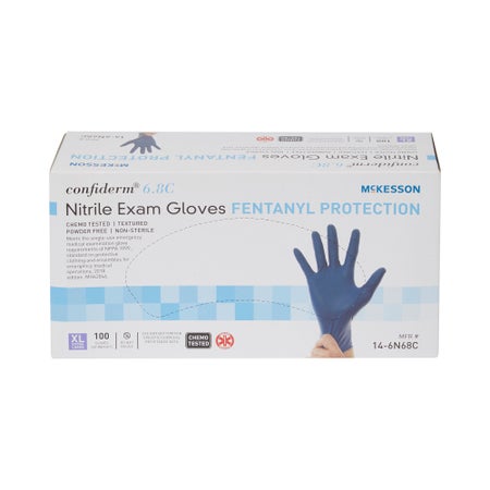 Exam Glove McKesson Confiderm® 6.8C X-Large 100 per Box NonSterile Nitrile Standard Cuff Length Textured Fingertips Blue Chemo Tested / Fentanyl Tested
