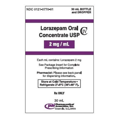Lorazepam 2 mg / mL Concentrate 30 mL