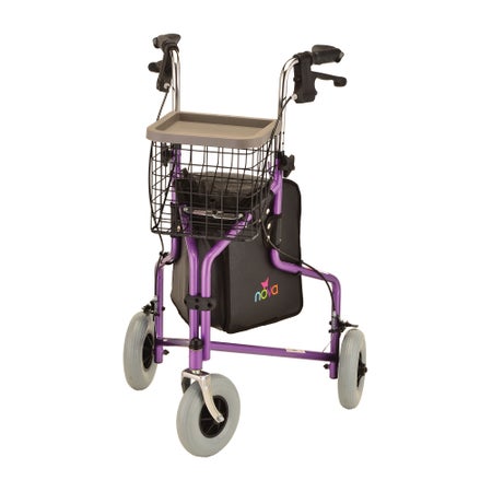 3 Wheel Rollator Traveler® Purple Adjustable Height / Folding Aluminum Frame
