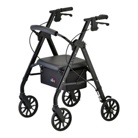 4 Wheel Rollator STAR 8 Black Adjustable Height / Folding Aluminum Frame