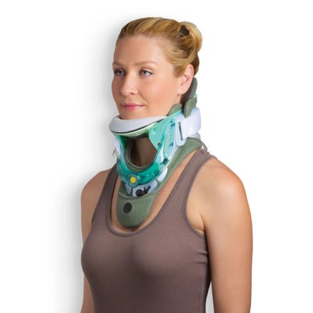 Rigid Therapy Cervical Collar Aspen® Vista® MultiPost Preformed Adult One Size Fits Most Two-Piece / Trachea Opening Adjustable Height Adjustable Neck Circumference