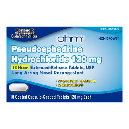 Nasal Decongestant 120 mg Strength Tablet 10 per Bottle