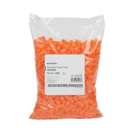 Tube Closure McKesson Flanged Plug Cap 13 mm Diameter NonSterile Orange