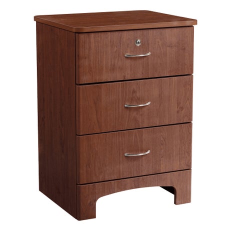 Bedside Cabinet Oslo Collection Figured Mahogany 18 D X 21 W X 29-1/2 H Inch 3 Drawers Without Shelves Without Doors