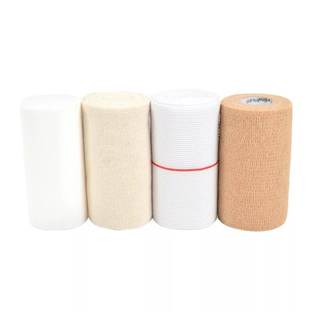 4 Layer Compression Bandage System Cardinal Health™ 10 cm X 3.5 Meter, 10 cm X 2.9 Meter, 10 cm X 2.5 Meter Self-adherent Closure Tan / White NonSterile Standard Compression