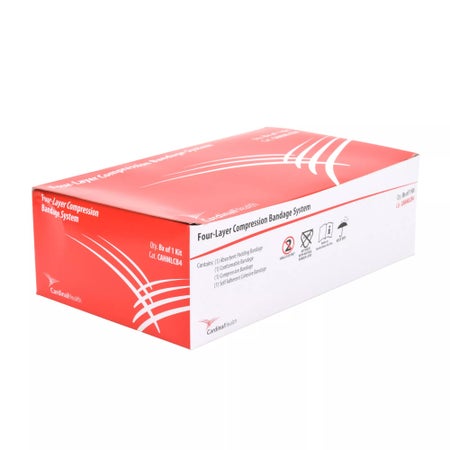 4 Layer Compression Bandage System Cardinal Health™ 10 cm X 3.5 Meter, 10 cm X 2.9 Meter, 10 cm X 2.5 Meter Self-adherent Closure Tan / White NonSterile Standard Compression