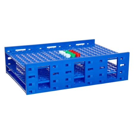 Clinical Test Tube Rack Mega Racks® 216 Place 5 to 7 mL Tube Size Blue 3-3/5 X 9-1/3 X 13-1/3 Inch