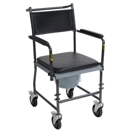 Commode Chair drive™ Drop Arms Steel Frame With Backrest 16 Inch Seat Width 350 lbs. Weight Capacity