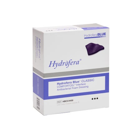Antibacterial Foam Dressing Hydrofera BLUE ComfortCel® 4 X 5 Inch Without Border Without Film Backing Nonadhesive Rectangle Sterile