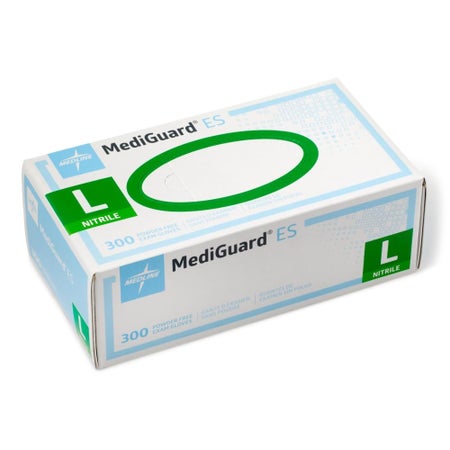 Exam Glove MediGuard® ES Large 300 per Box NonSterile Nitrile Standard Cuff Length Textured Fingertips Blue Not Rated