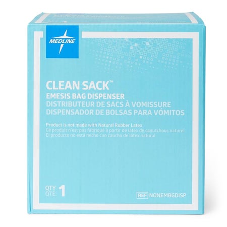 Emesis Bag Dispenser Clean Sack™ Blue / Clear Manual Pull 24 Bags Wall Mount