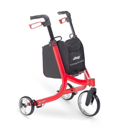 3 Wheel Rollator drive™ Nitro Red Adjustable Height / Lightweight / Folding Aluminum Frame