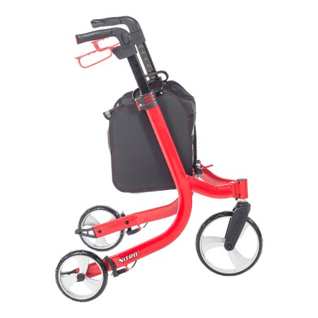 3 Wheel Rollator drive™ Nitro Red Adjustable Height / Lightweight / Folding Aluminum Frame