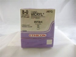 Absorbable Suture with Needle Coated Vicryl™ Polyglactin 910 BV130-5 3/8 Circle Taper Point Needle Size 8-0 Braided