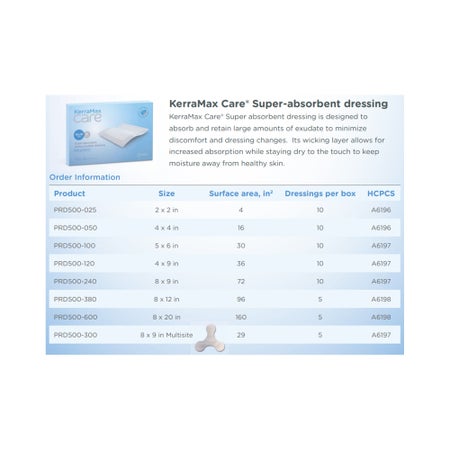 Super Absorbent Dressing KerraMax Care® 5 X 6 Inch Rectangle