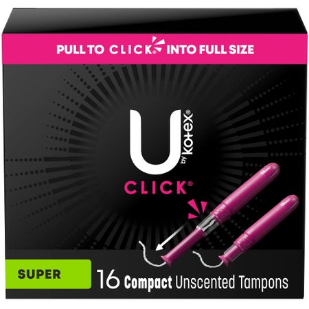 Tampon U By Kotex® Click® Super Absorbency Plastic Applicator Individually Wrapped