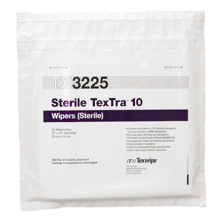 Cleanroom Wipe TexTra™ 10 20 Count Bag 12 X 12 Inch Sterile Disposable