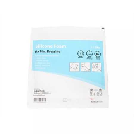 Foam Dressing Cardinal Health™ 8 X 8 Inch Without Border Film Backing Silicone Face Rectangle Sterile