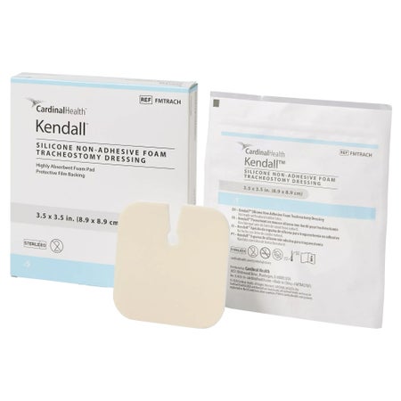 Foam Dressing Cardinal Health™ Tracheostomy 3-1/2 X 3-1/2 Inch Without Border Film Backing Nonadhesive Tracheostomy Sterile