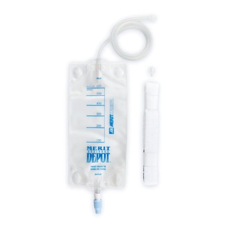 Drainage Bag Merit Drainage Depot™ 24 Inch Tubing 600 mL Sterile Anti-Reflux Barrier