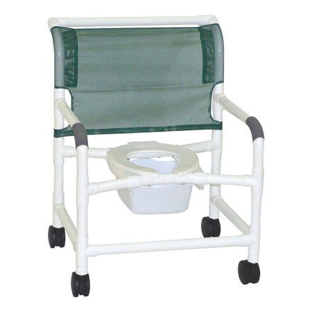 Commode / Shower Chair MJM International Fixed Arms PVC Frame Mesh Backrest 24 Inch Seat Width 375 lbs. Weight Capacity