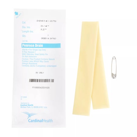 Wound Drain Tube Cardinal Health™ Flat Type With Safety Pin Flat Channel Type 3/4 Inch Size Sterile