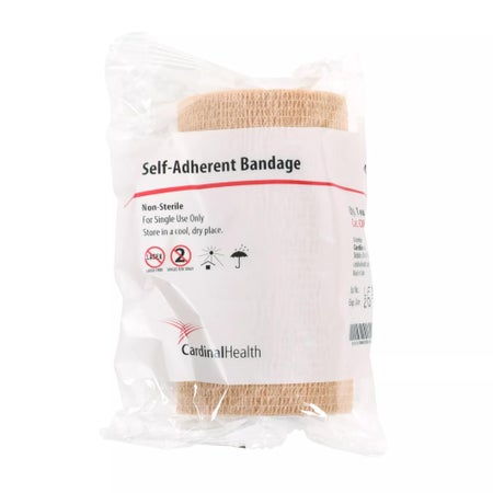 Cohesive Bandage Cardinal Health™ 4 Inch X 5 Yard Self-Adherent Closure Tan NonSterile Standard Compression
