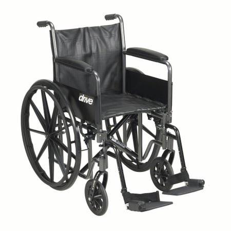 Wheelchair drive™ Silver Sport 2 Dual Axle Full Length Arm Swing-Away Footrest Black Upholstery 16 Inch Seat Width Adult 250 lbs. Weight Capacity