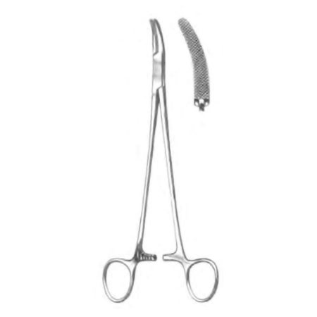 Needle Holder MedGyn Heaney 8-1/2 Inch Length Curved Serrated Jaws Finger Ring Handle