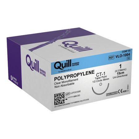 Nonabsorbable Quill Barbed Suture with Needle Quill™ Polypropylene CT-1 1/2 Circle Taper Point Needle Size 1 Monofilament