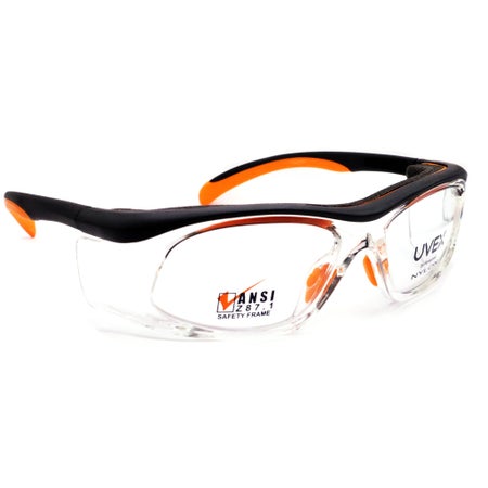 Prescription Safety Glasses SWRx Collection Titmus SW06 Side Shield Uncoated Clear Tint Orange / Black Frame Over Ear 57.16.125