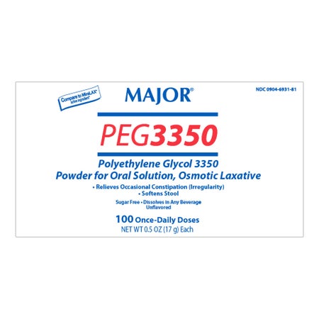 Polyethylene Glycol 3350 (PEG 3350) 17 Gram / Dose Powder for Solution 100 Packets